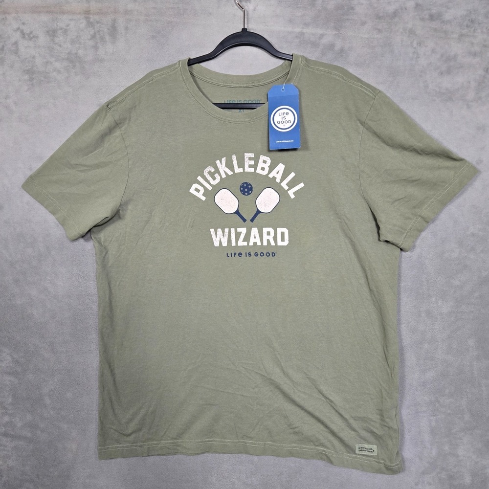 Pickleball Wizard Crusher Tee Shirt‎ Mens XL Life Is Good Green NWT